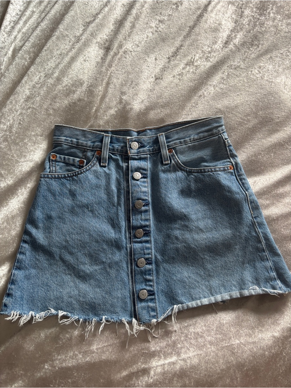 Levi’s premium Classic High-Waist Blue Denim Button-Front Skirt